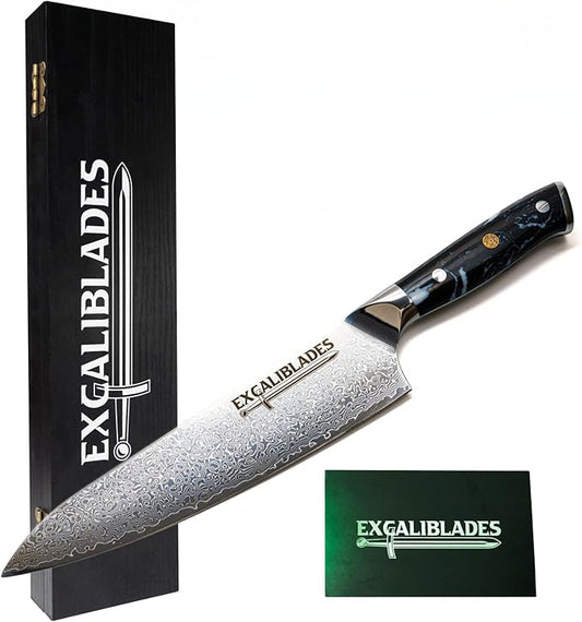 Chef Knife 8 Inch – VG-10 Damascus Stainless Steel, Razor Sharp, Full Tang, Ergonomic G10 Handle – Professional Kitchen Knife for Meat, Vegetables, Fruits – Durable, Balanced Cutlery Gift