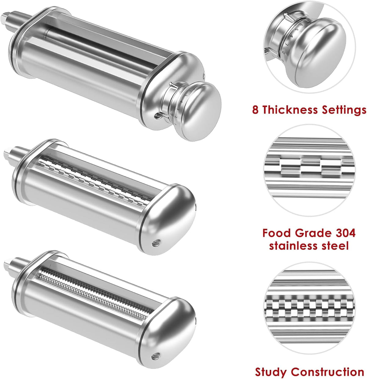 Pasta Maker Attachment for All Kitchenaid Stand Mixers, 3 PCS Kitchen Aid Pasta – set view