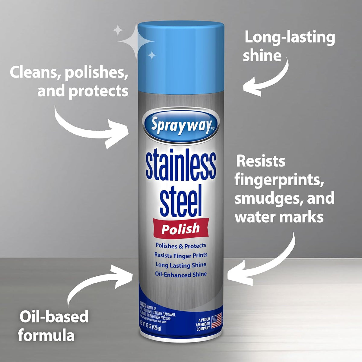 Stainless Steel Cleaner Aerosol Spray (Oil-Based), 15oz, Pack of 6 | Cleans – alternate view