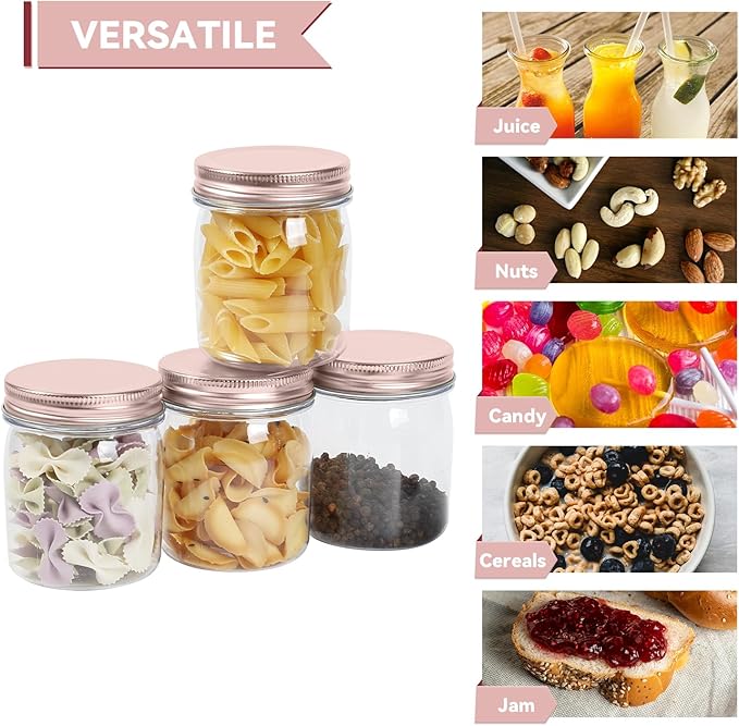 Clear Food Storage Jars, 8 oz 16-Pack with Screw-On Lids