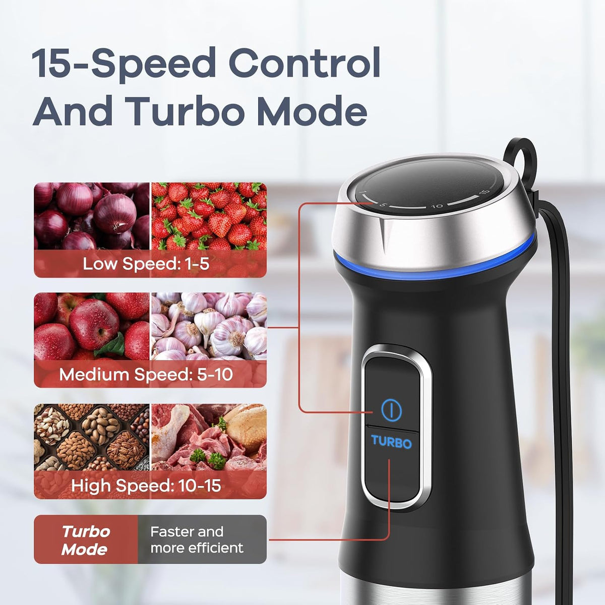 Immersion Blender 5 in 1 Hand Blender Max 1000W Heavy Duty Motor – alternate view