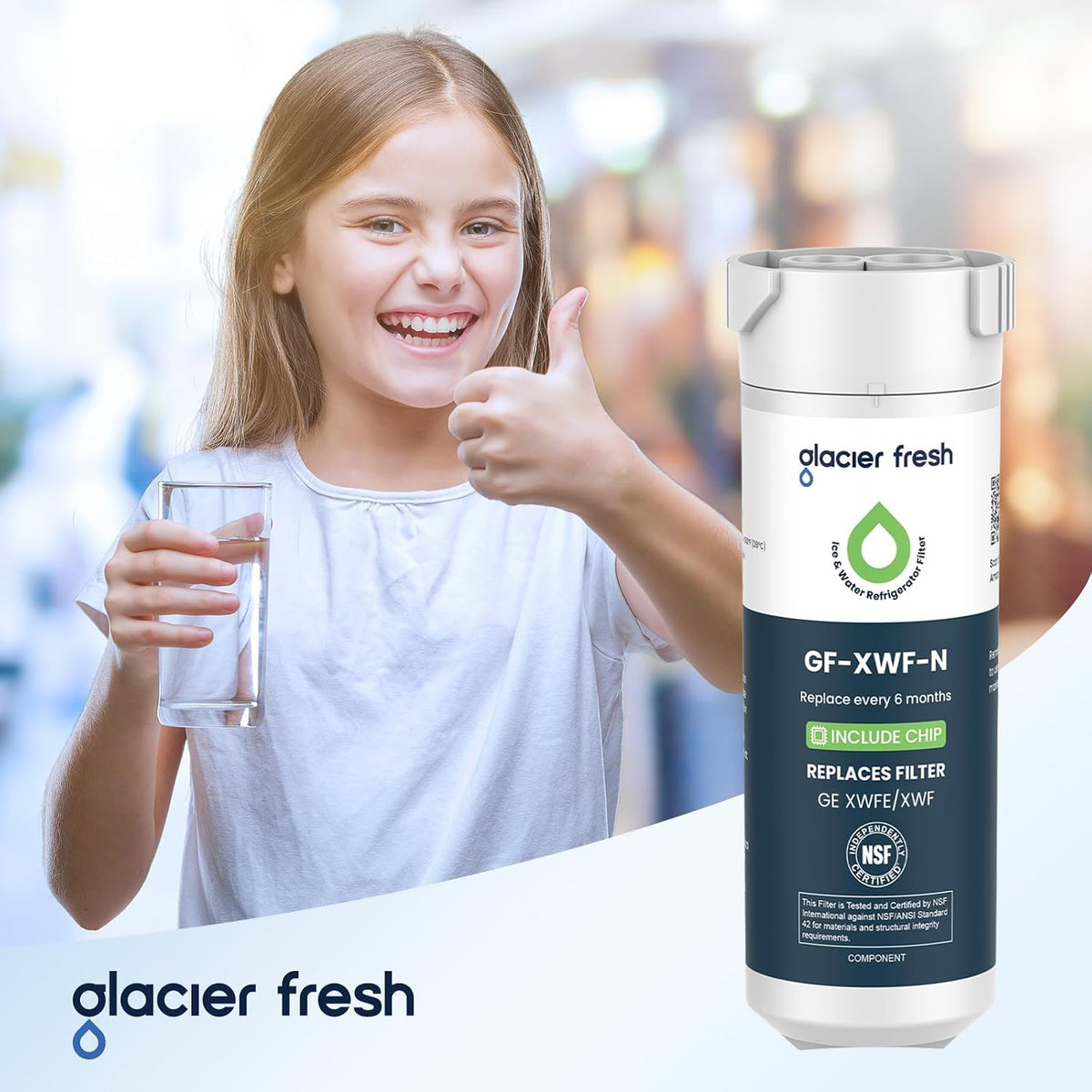 XWFE (Built-in CHIP) Refrigerator Water Filter Pack of 1 – another angle