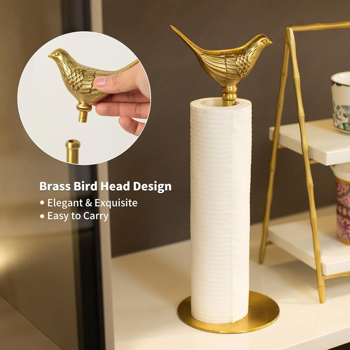 Luxurious Gold Paper Towel Holder Countertop, Brass Paper Towel Holder – features