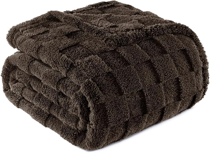 Plush Throw Blanket, 50 x 60 Inches, Coffee Microfiber