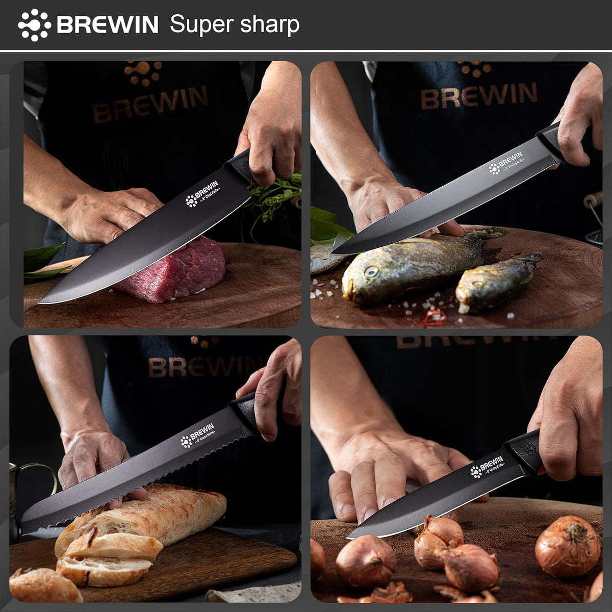 Knife Set, 8PC Kitchen Knife Set with Universal Block and Scissors – size reference