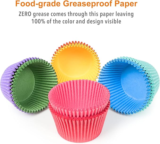 Baking Cups for Jumbo Pans, 400 Count, 8 Solid Colors