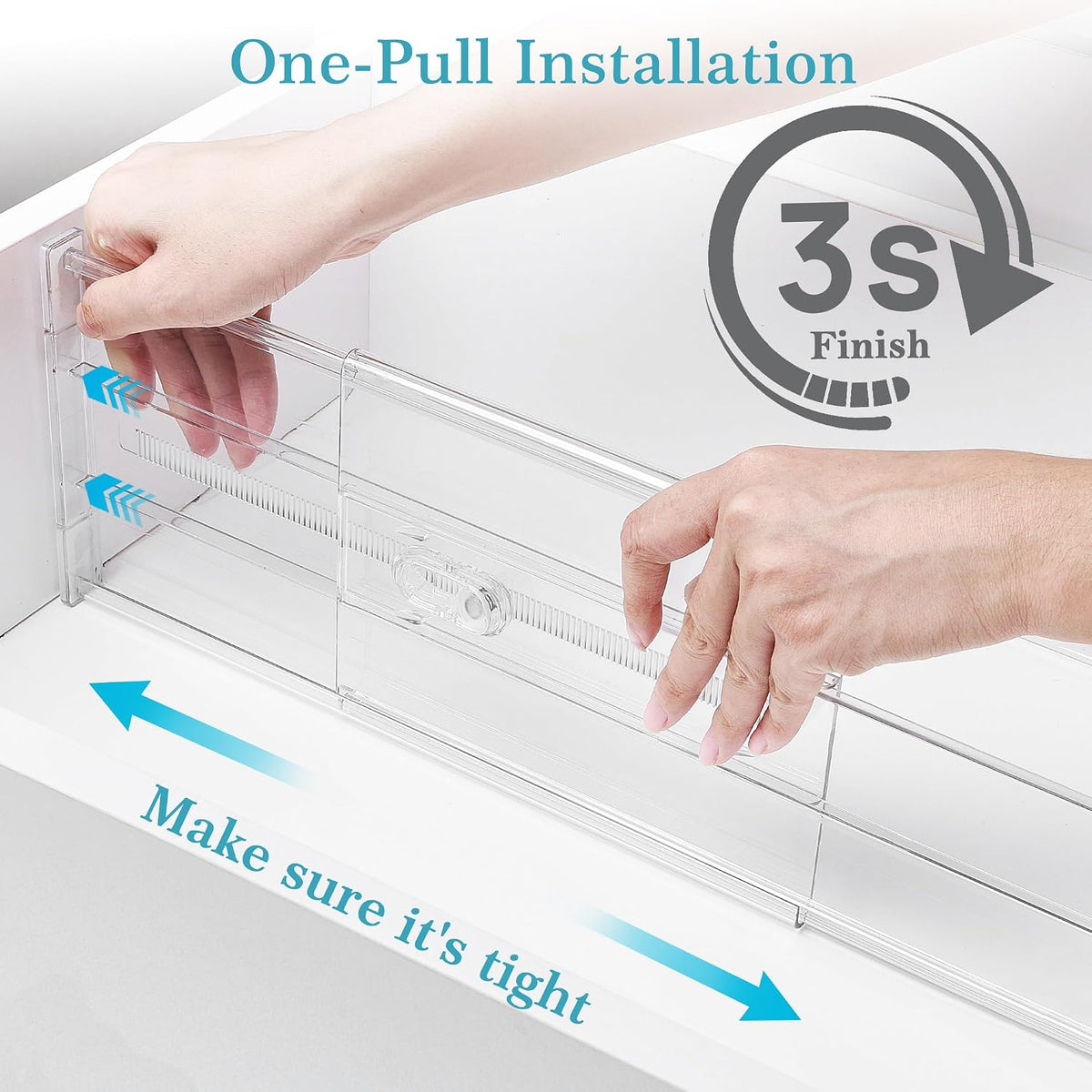 6" Tall Upgrade Drawer Dividers, 12.8"-22.3" Expandable, 8 Pack – set view