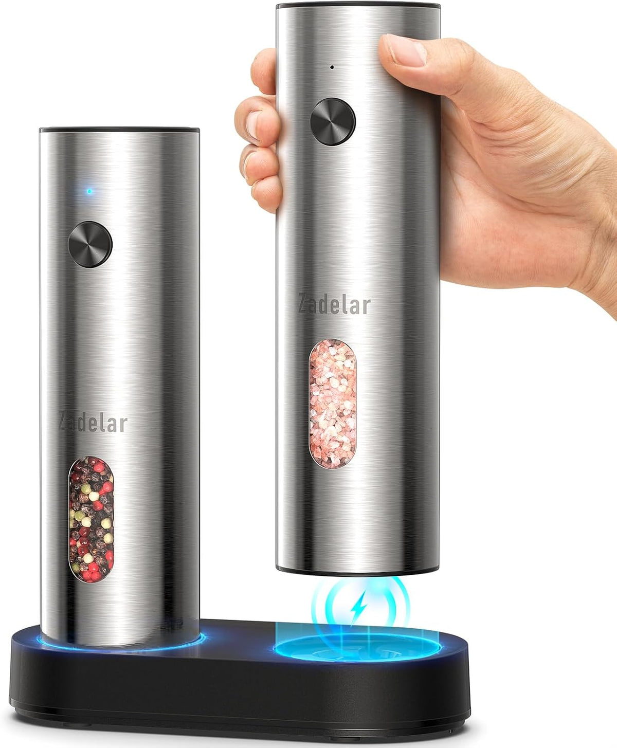 Rechargeable Electric Salt and Pepper Grinder Set with USB-C Charging Base