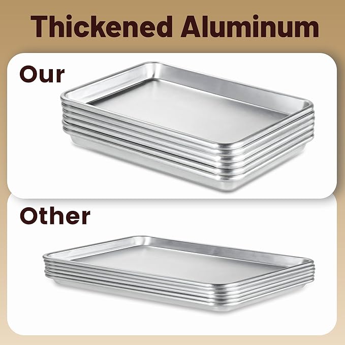 6 Pack 15" × 21" Baking Sheet Pan Aluminum Commercial cookie sheets for baking