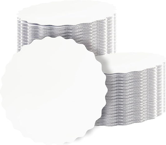 qiqee 10 Inch White Wave Cake Boards Round 15-Packs Circles Rounds Base Food-Grade Cardboard Wave Cake Plate（Thinner But Stronger）