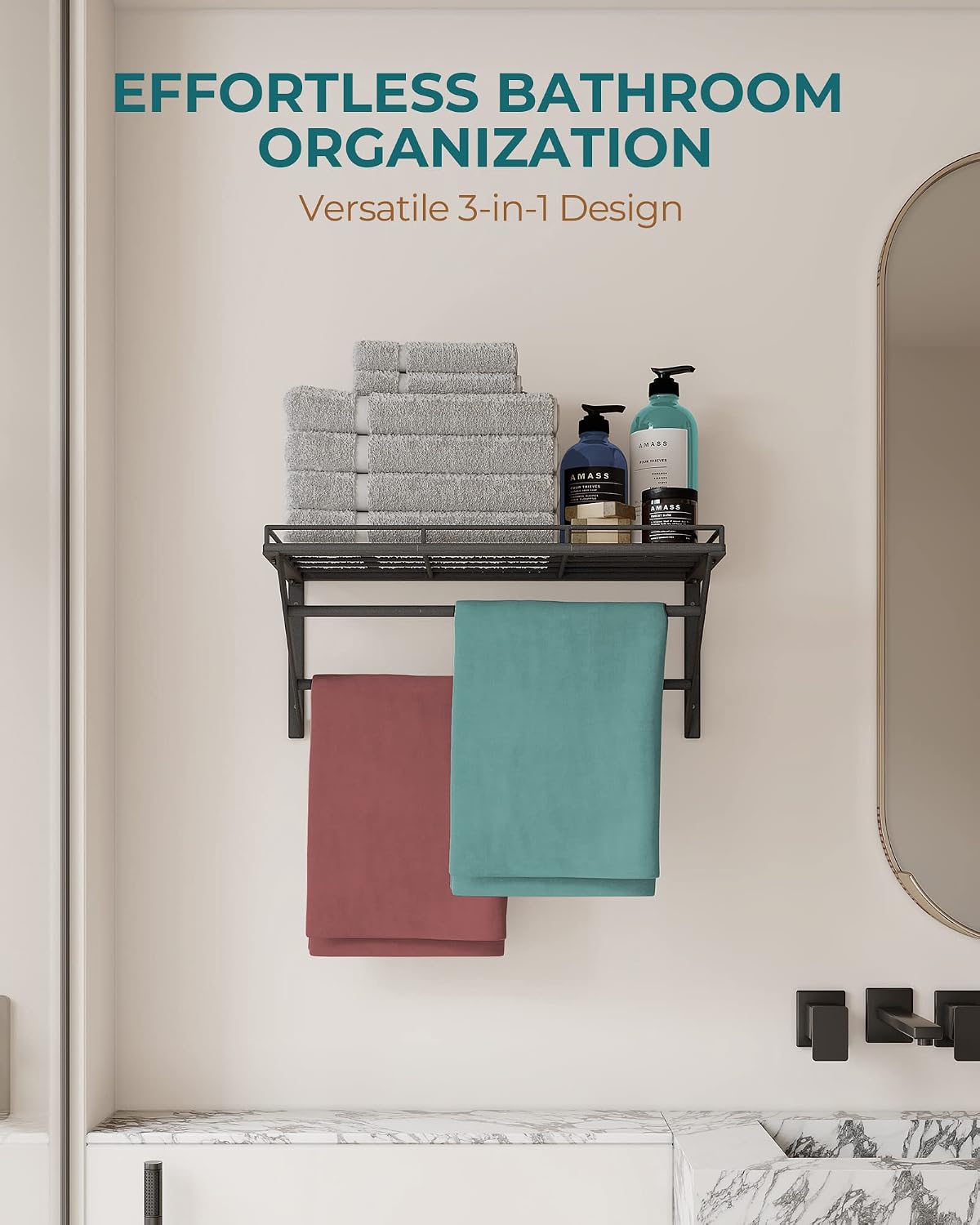 23" Pot Rack Wall Mounted, Pot Organizer with 2 Tier Hanging Rails – set view