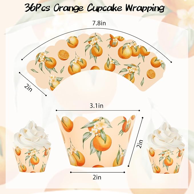 Baking Cups 36 Count Orange Watercolor Paper Cupcake Wrappers