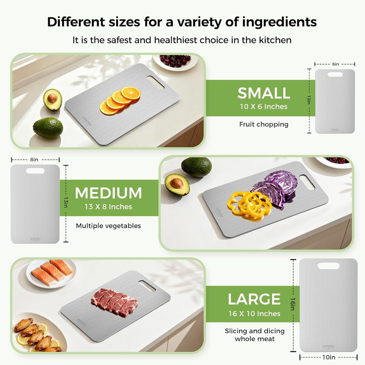 Titanium Cutting Board Set of 3(M+L+XL) – close-up