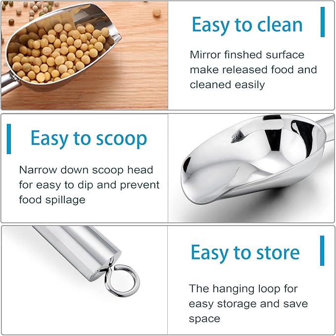 Ice Cream Scoops Set of 3, Stainless Steel Mini Ice Scoops in Silver