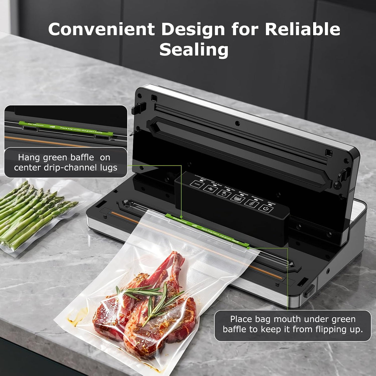 Vacuum Sealer Machine,80 kPa Powerful Suction,Silver – size reference