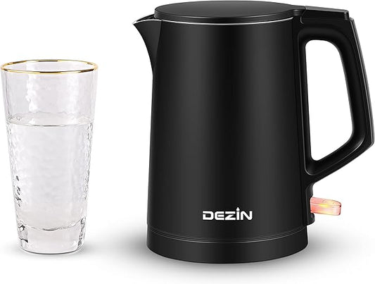 Dezin Electric Kettle, 0.8L Small Electric Kettle with Double Wall Construction, 304 Stainless Steel Electric Tea Kettle for Business Trip, Portable Travel Kettle with Auto Shut-Off (Without Cup)