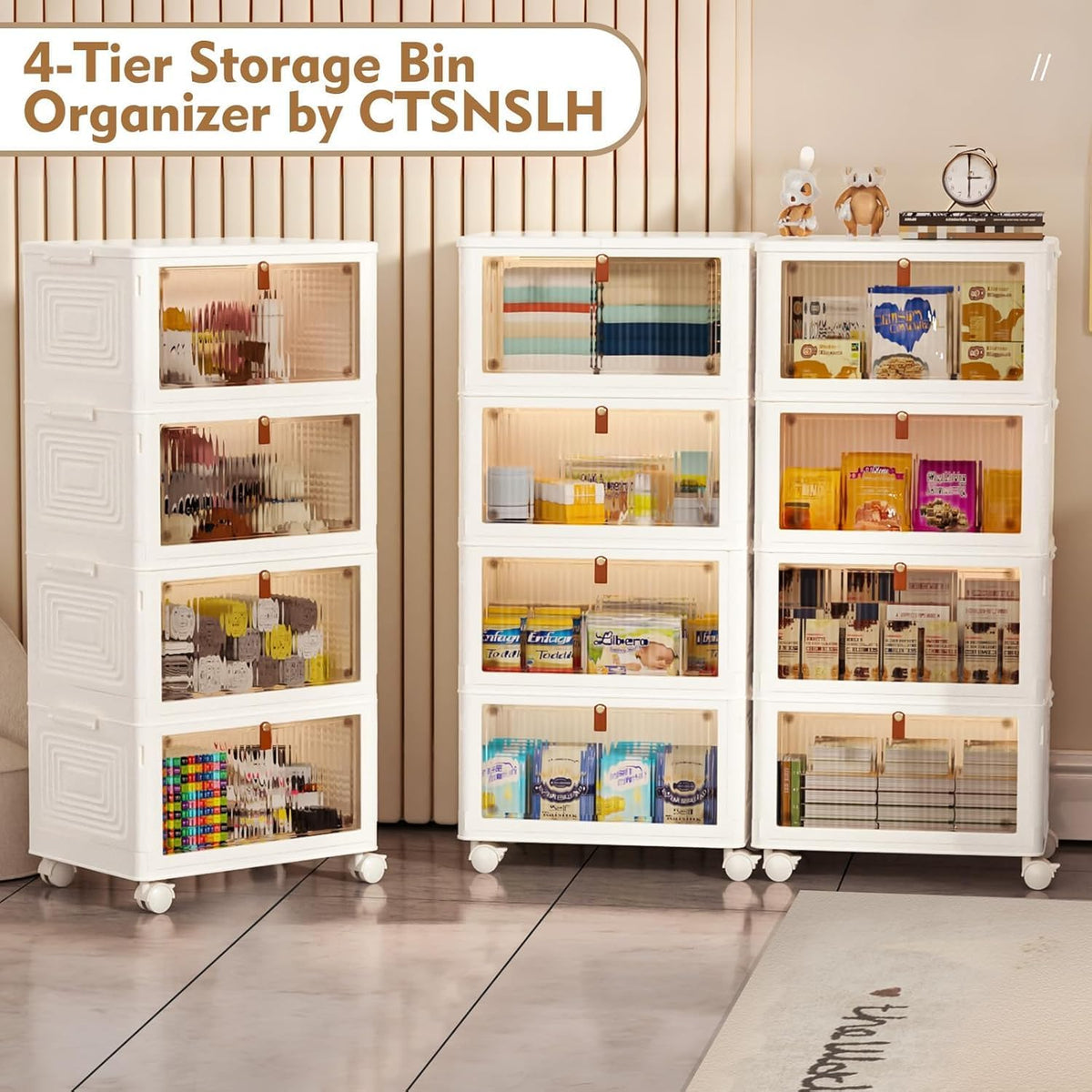 4 Tier Plastic Storage Bins with Lid 23QT - Stackable Storage Bins – features