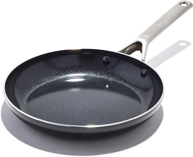 OXO Agility 10" Nonstick Frying Pan Skillet, Ceramic PFAS-Free Nontoxic Cookware, Induction Suitable, Compatible on All Cooktops, Dishwasher & Oven Safe, Stainless Steel Handle, Black