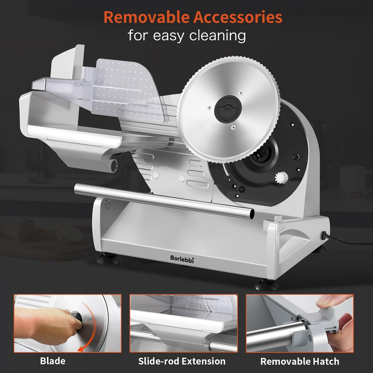Meat Slicer Machine for Home, 200W Food Slicer with Two 7.5" Blades – features