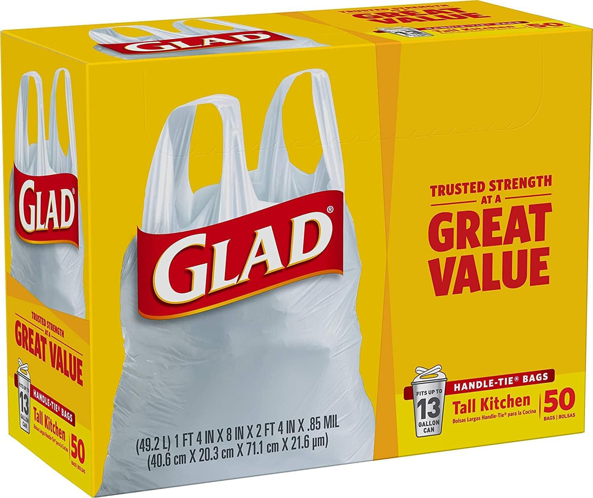 13 Gal. Tall Kitchen Handle-Tie Bags 50 ct (Pack of 4) – detail