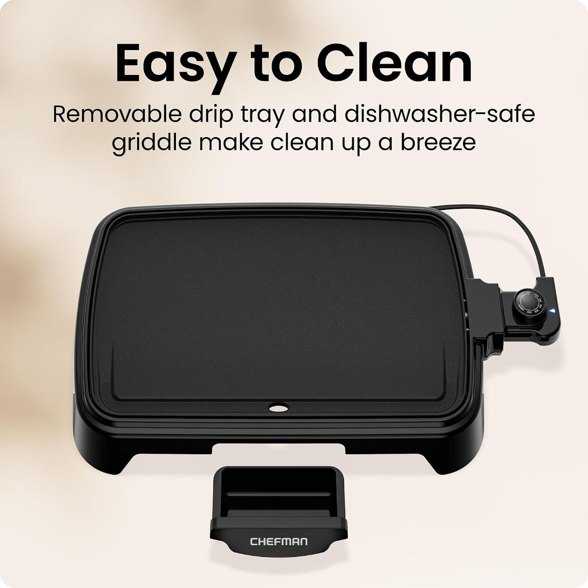 Electric Griddle with Removable Temperature Control, Immersible Flat Top Grill – features