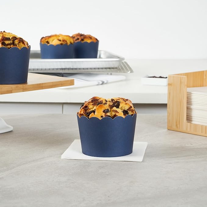 Paper Baking Cups, 200 Count Midnight Blue Scalloped Cupcake Liners