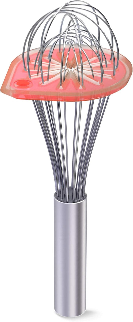 Whisk Wiper - Wipe a Whisk Easily - Multipurpose Kitchen Tool, Made In USA - Includes 11" Stainless-Steel Whisk - Cool Baking Gadget, A Great Gift For Men and Women (Color: Red)