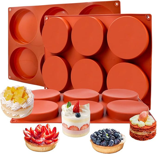 Silicone Muffin Top Pans 4 Inch Jumbo Egg Molds,3 Pack 6-Cavity Round Silicone Baking Mold for Whoopie Pie Pan,Hamburger Bun, Corn Bread, Candy, Egg bites, Muffin