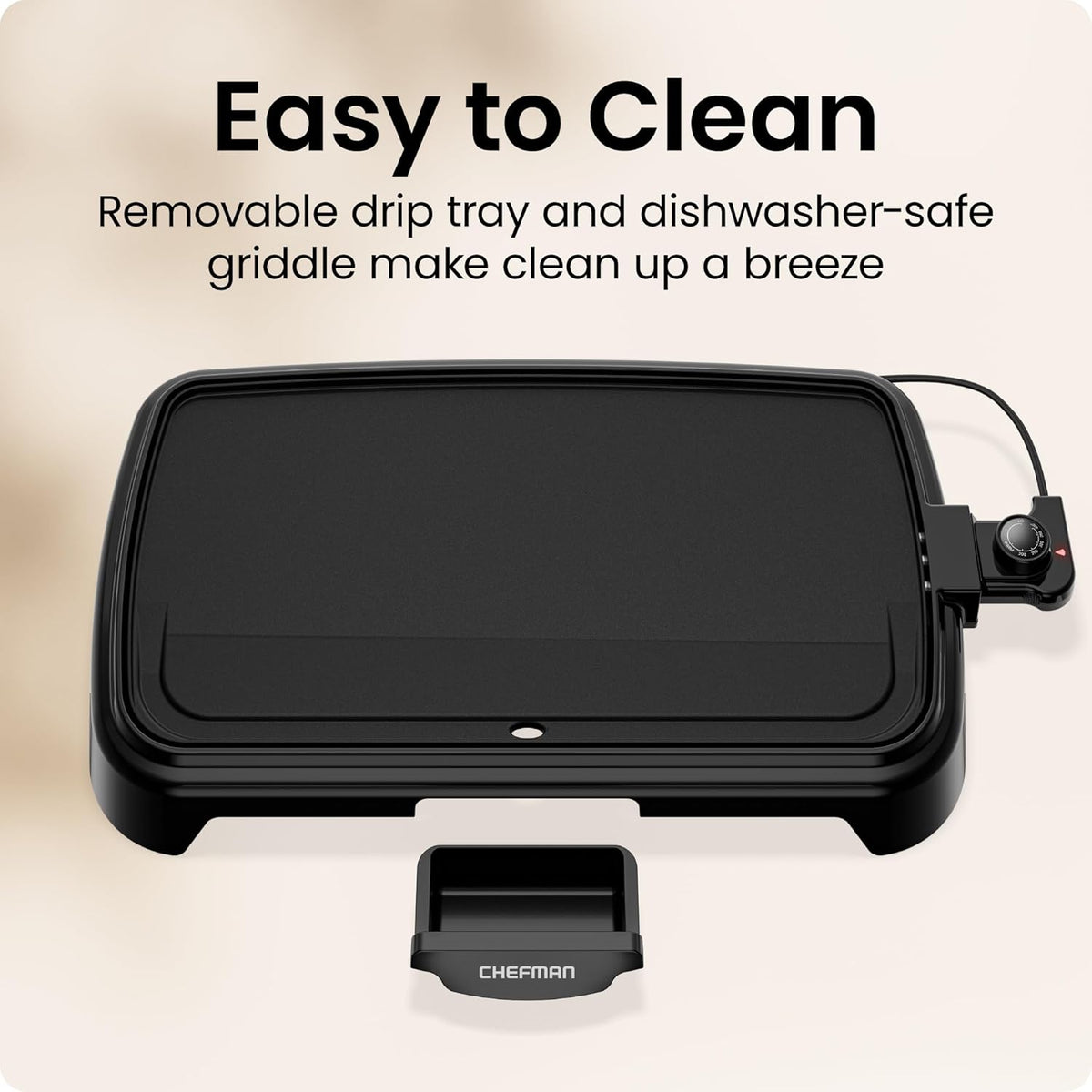 XL Electric Griddle with Removable Temperature Control, Immersible Flat Top – features