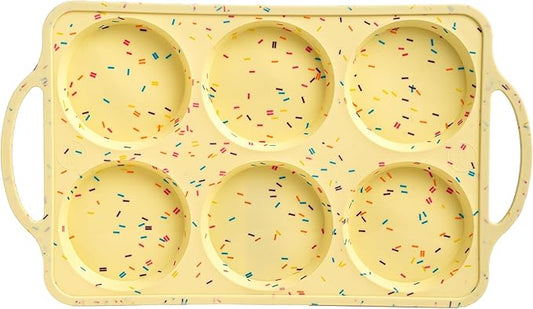Jumbo Top Silicone Muffin Pans for Baking, 4 Inch Silicone Jumbo Muffin Pan 6 Cup, Egg Pan for Baking English muffins, Whoopie Pies, Corn Bread Bites, Confetti Muffin Top Pans Non Stick
