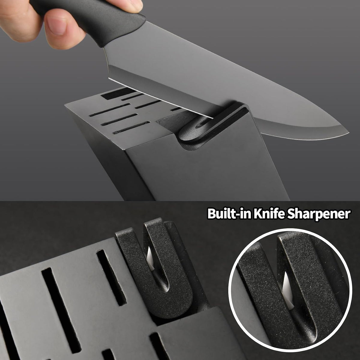 17-Piece Black Kitchen Knife Set with Block – alternate view
