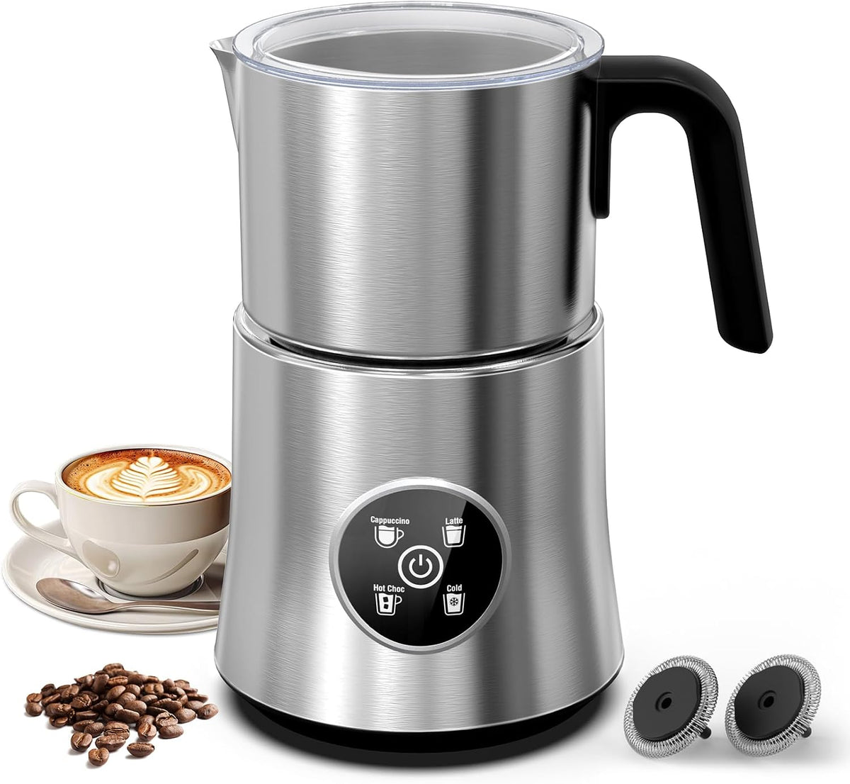 Automatic Electric Milk Frother and Steamer with Hot and Cold Foam