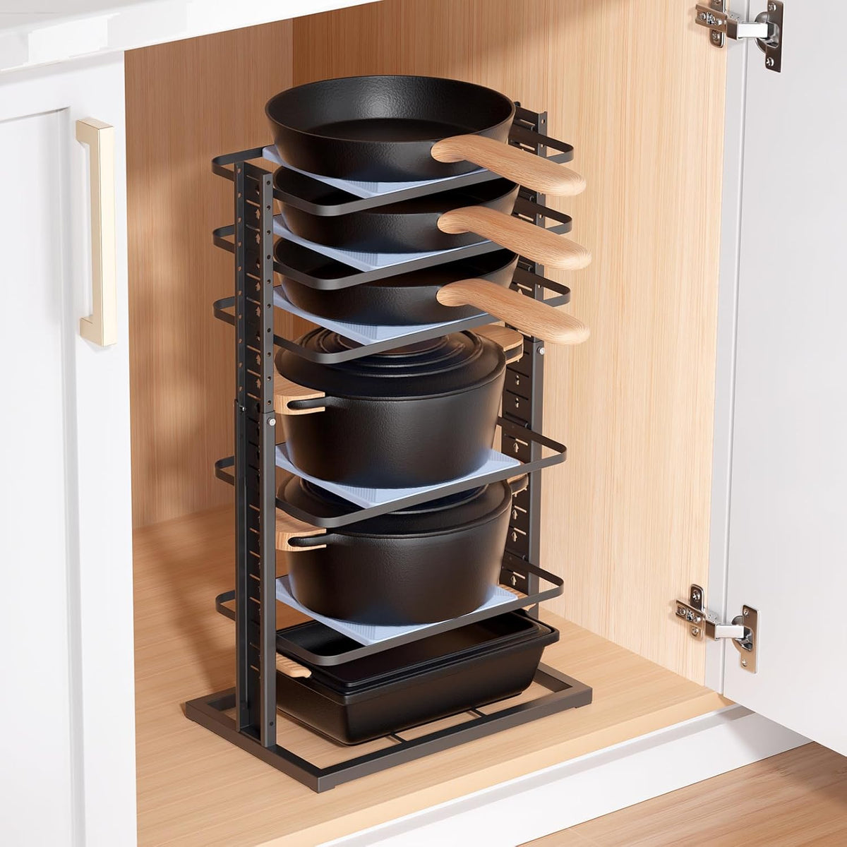 Pots and Pans Organizer for under Cabinet, 6-Tier Heavy Duty Pan Pot Organizers