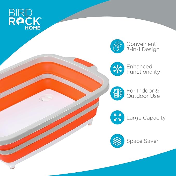 BIRDROCK HOME Collapsible Food Prep & Cutting Board and Grill Caddy Tub - Image 2
