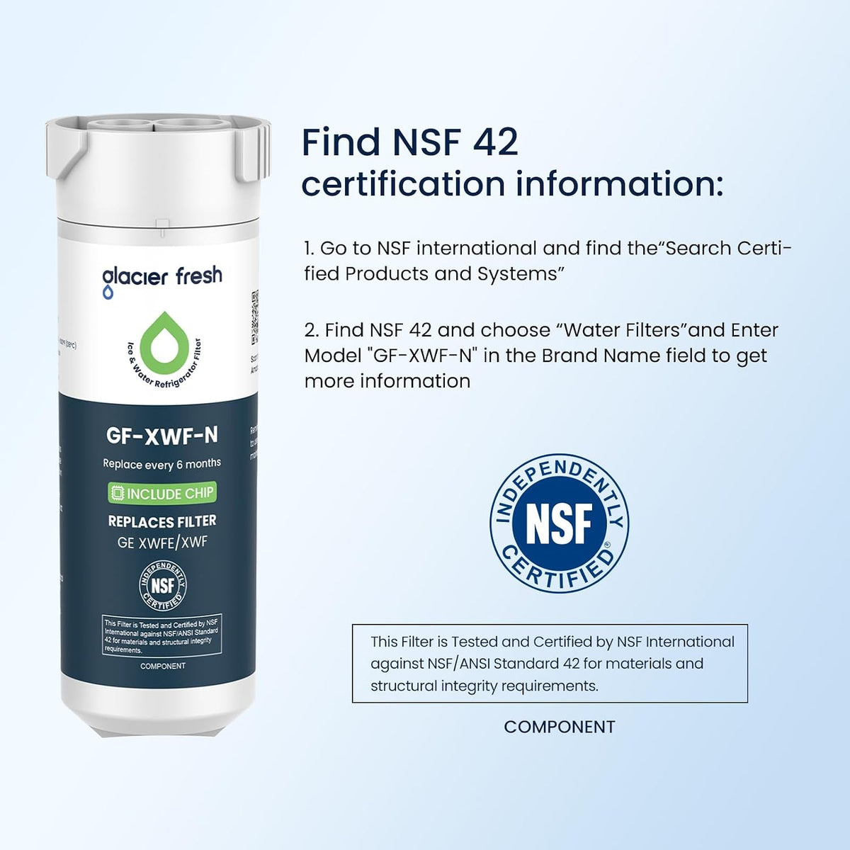 XWFE (Built-in CHIP) Refrigerator Water Filter Pack of 1 – features
