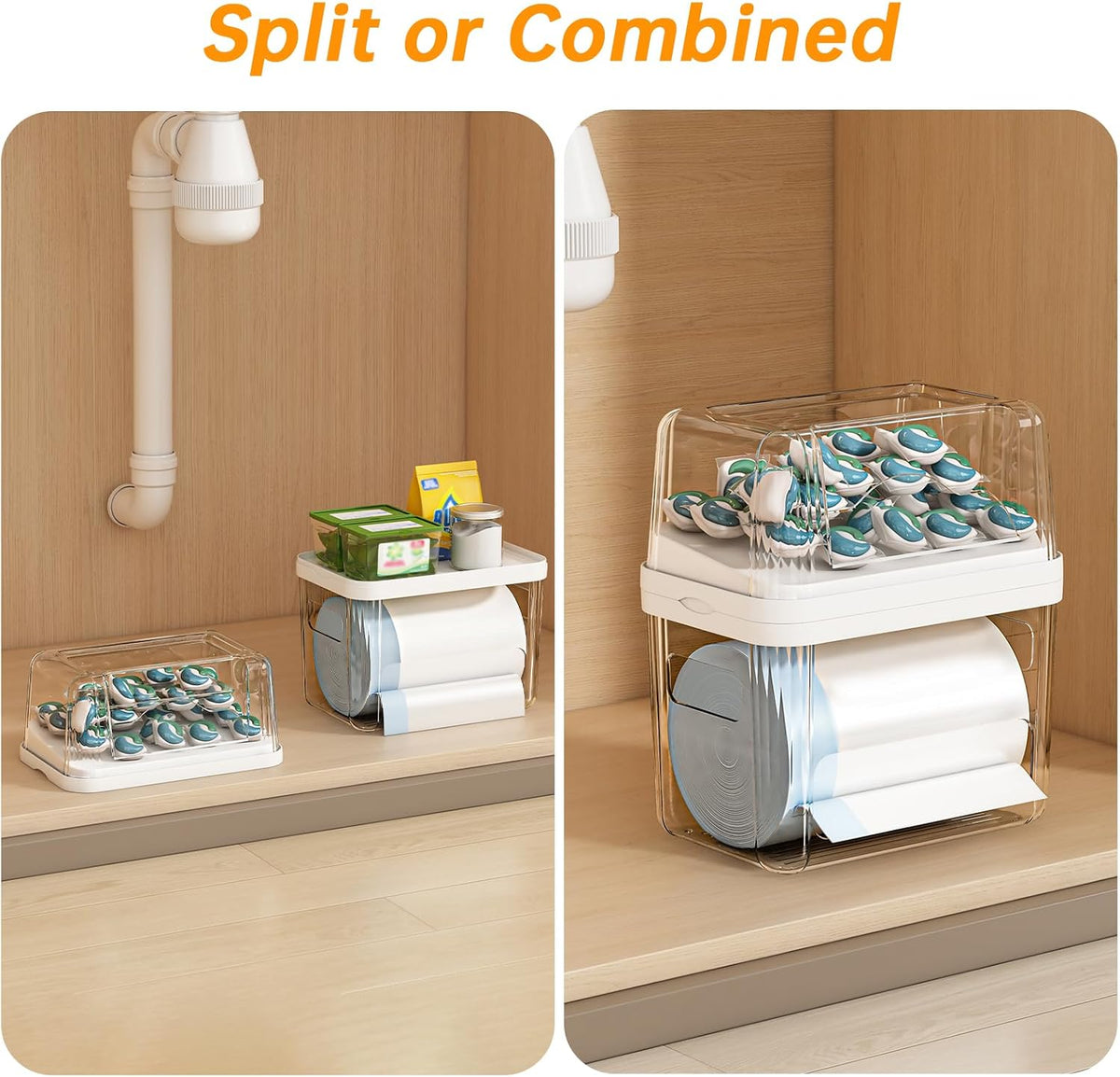 2-in-1 Trash Bag Holder Laundry & Dishwasher Pods Container,Garbage Bag – features