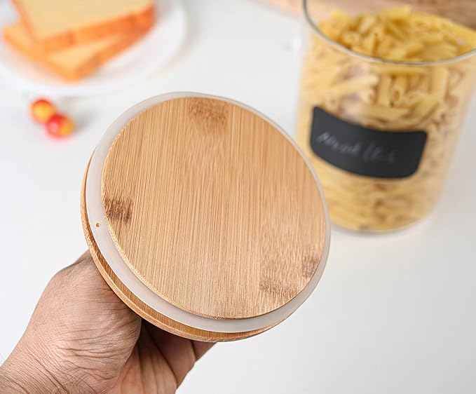 Airtight Glass Canister Set with Bamboo Lids, 2 Pieces