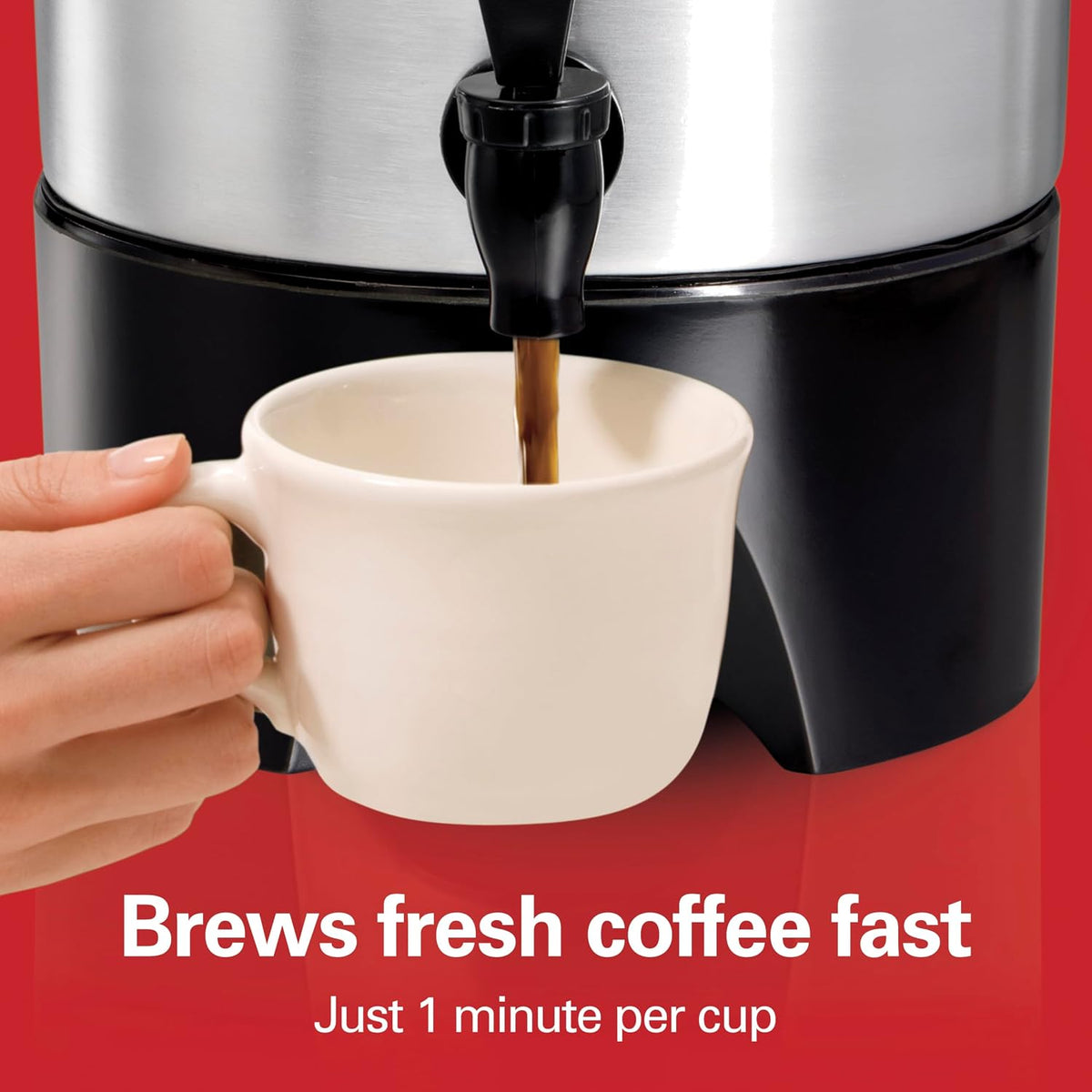 45 Cup Coffee Urn and Hot Beverage Dispenser, Silver – close-up