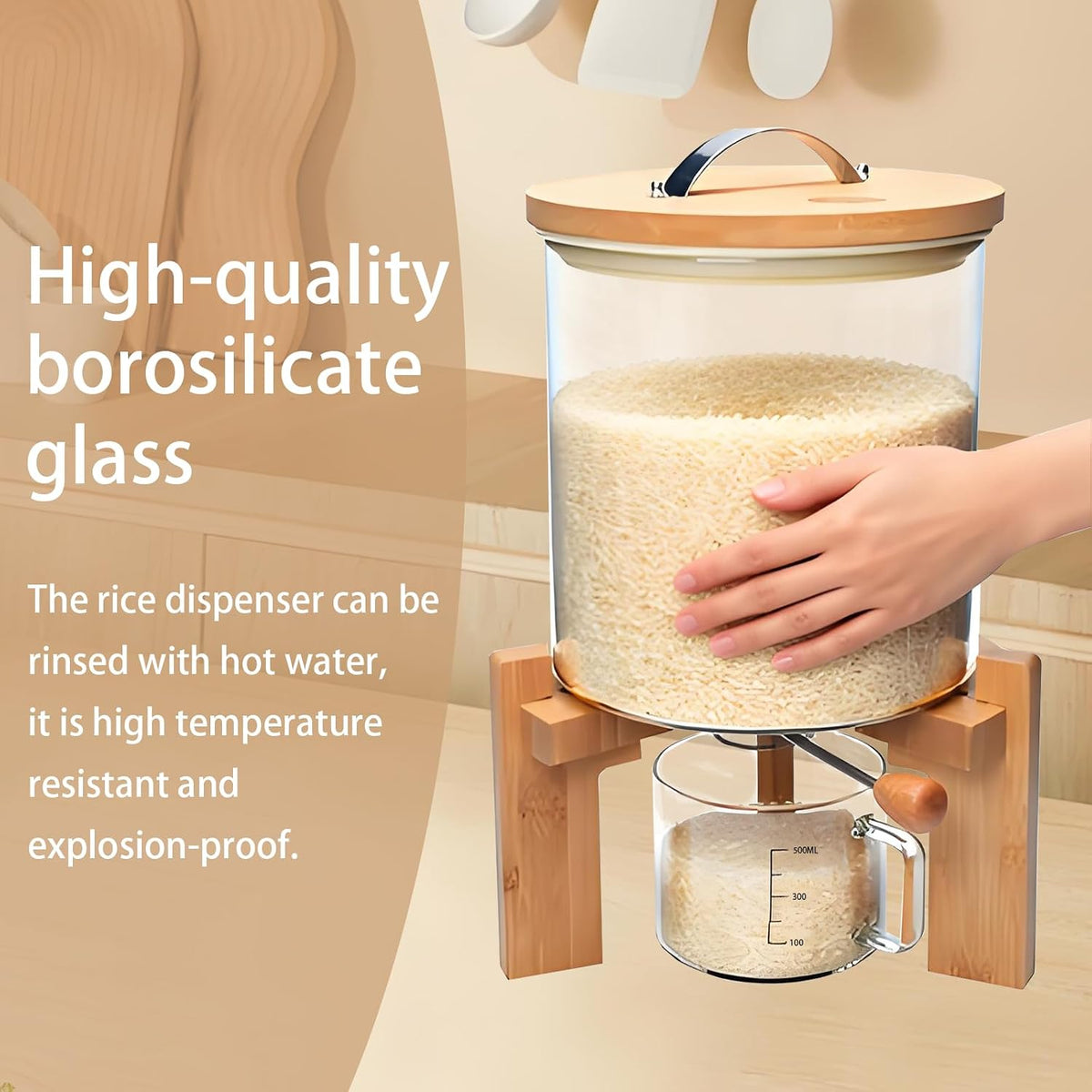 Rice Dispenser, Rice Storage Container, Flour and Cereal Container for Kitchen – detail