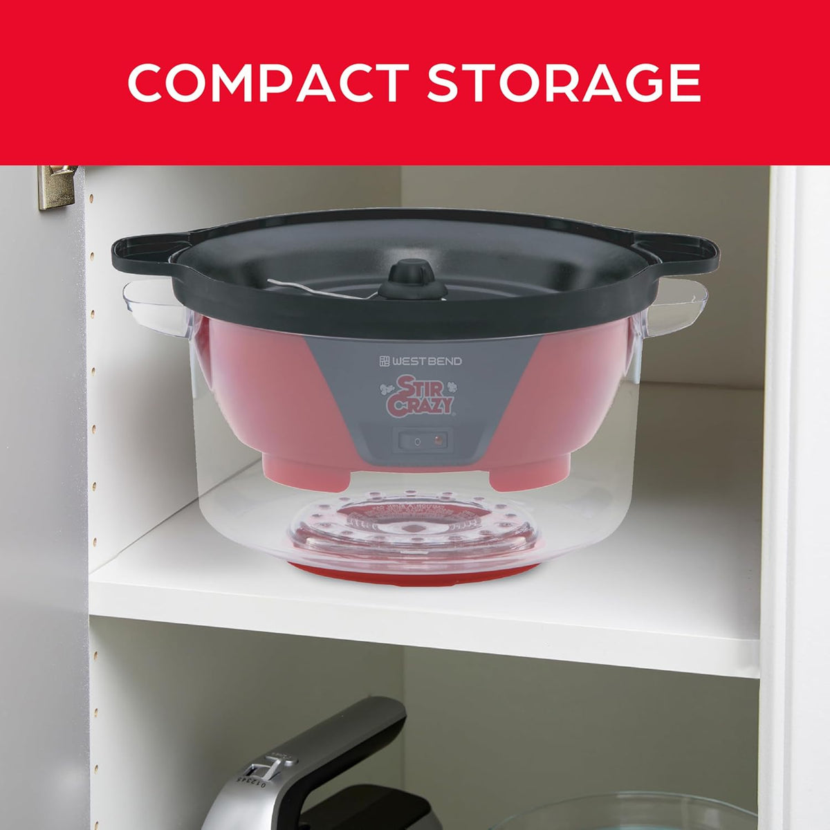 Stir Crazy Popcorn Popper, Hot Oil Popcorn Maker Machine with Large Serving – another angle