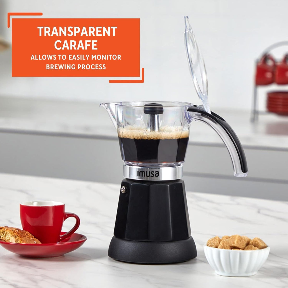 6 or 3 Cup Electric Espresso Maker with Cool-touch Handle, Black – alternate view