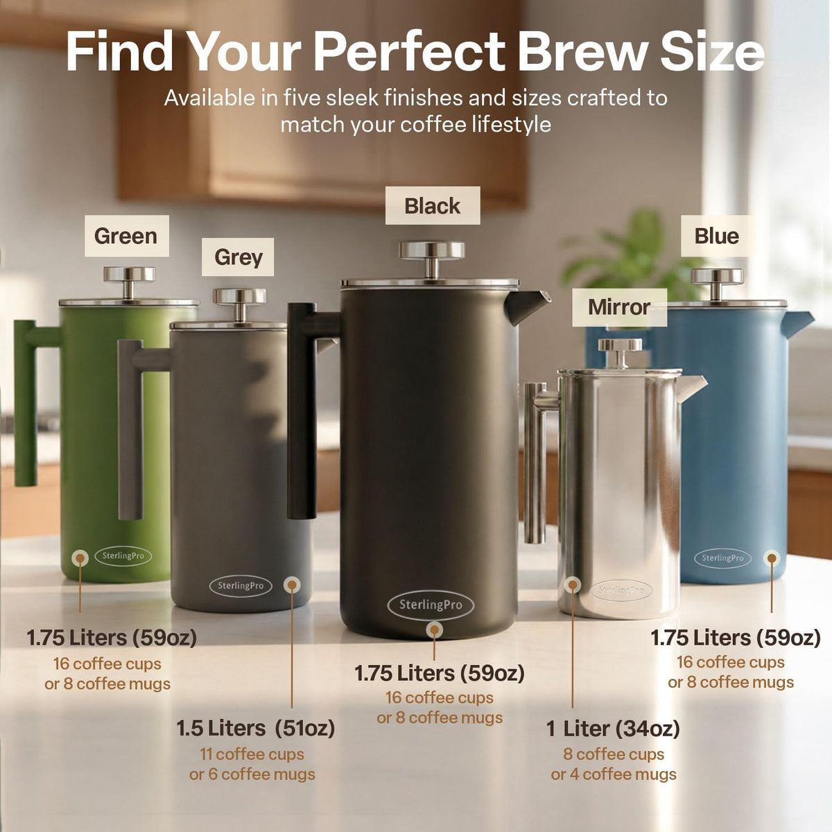 64oz Extra Large Non-Toxic Insulated Stainless Steel French Press Coffee Maker – alternate view
