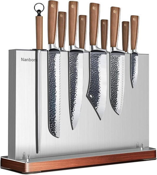 Metal Magnetic Knife Holder Magnets Kitchen Storage Universal Magnetic Knife Block Without Knives Stainless Steel Knife Magnetic Strip Stand Race Cutlery Display Stand Saves Counter Space