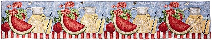 Table Runner 13 x 54 Inch Woven Tapestry with Fruit and Floral Design