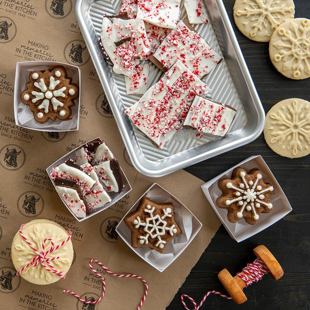 Snowflake Cookie Stamps (Set of 3), Sturdy Cast Aluminium Cookie Stamp Set – size reference