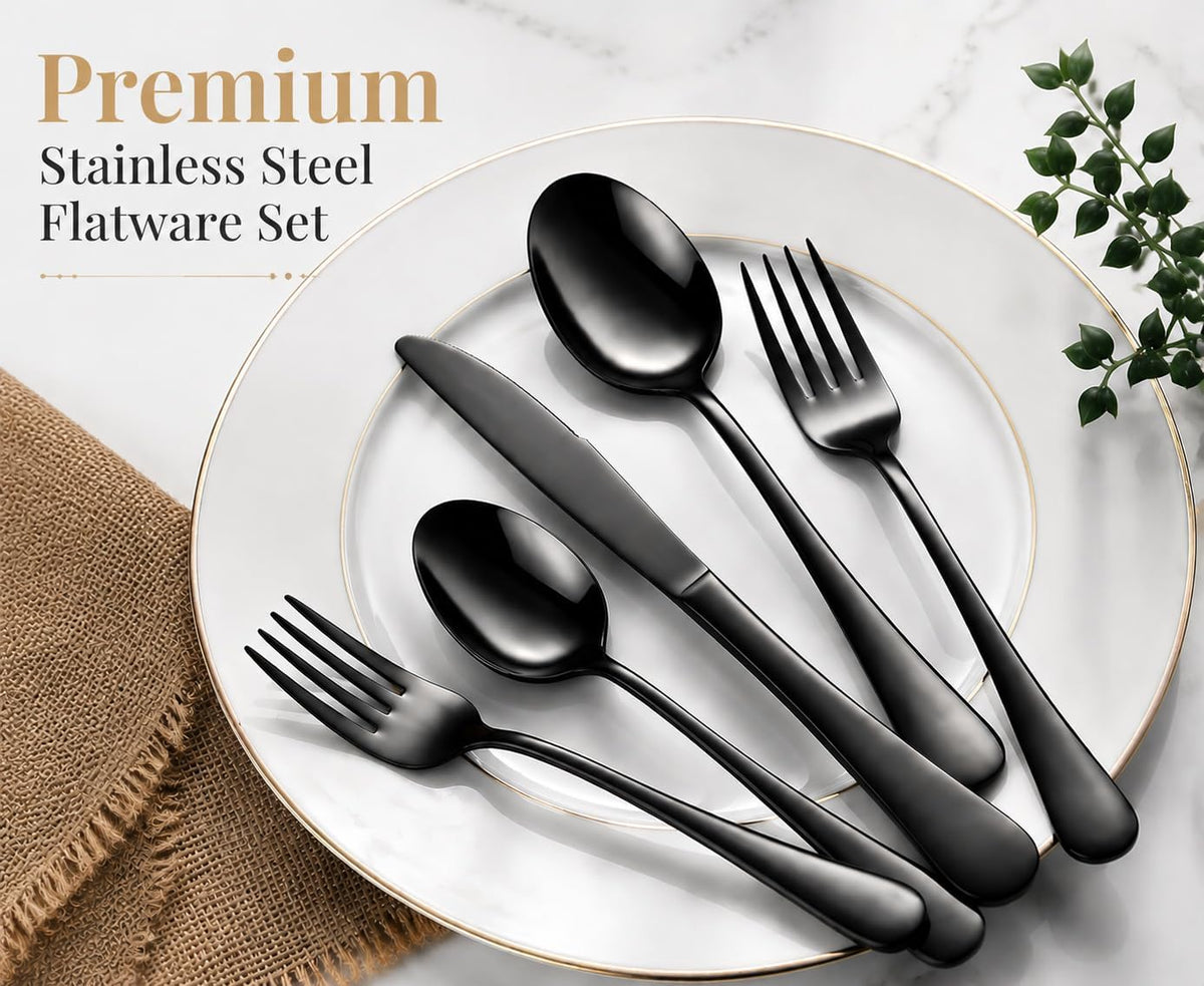 49PCS Silverware Set with Organizer, Stainless Steel Forks and Spoons – features