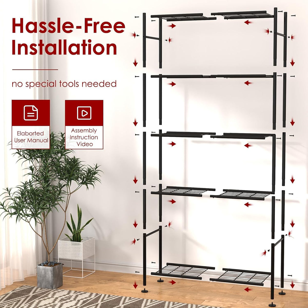Storage Shelves - 5 Tier Shelf Organizer, Heavy Duty Garage Shelving Unit – set view