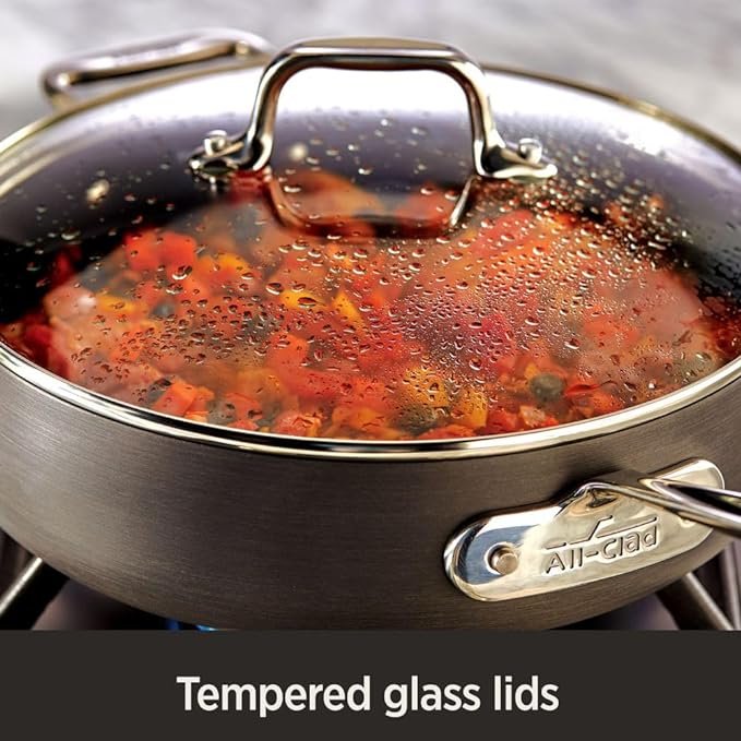 All-Clad HA1 Hard Anodized Non Stick Everyday Pan w/ Lid and Handles, 12 Inch, Induction, Oven Broiler Safe 500F, Lid Safe 350F, Deep Frying Pan, Skillet, Pots and Pans, Kitchen, Cookware, Black