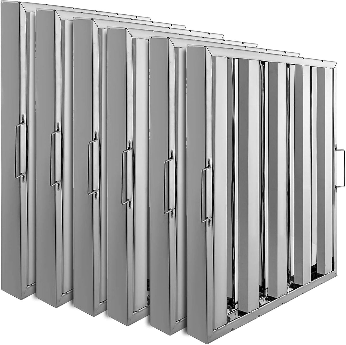 Pack of 6 Hood Filters 19.5W x 19.5H Inch, 430 Stainless Steel 4 Grooves