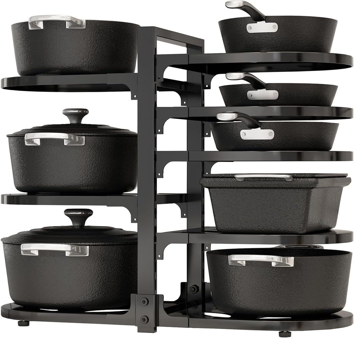 Adjustable Heavy Duty Pots and Pans Organizer Under Cabinet, 8-Tier Pot and Pan